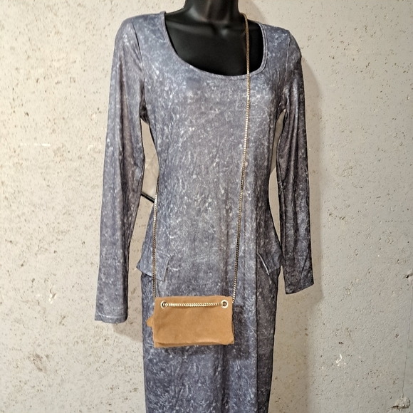 #029 Free People  Elegant Tan Chain-Strap Clutch/Crossbody Women's Bag - Picture 2 of 16